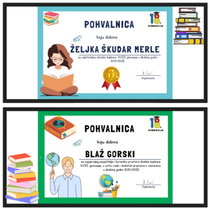 Knjižnica XVIII. gimnazije dodijelila nagrade najvjernijim korisnicima